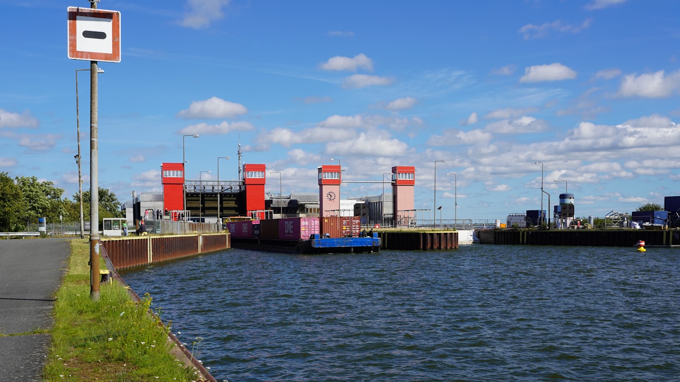 A barge in a canal