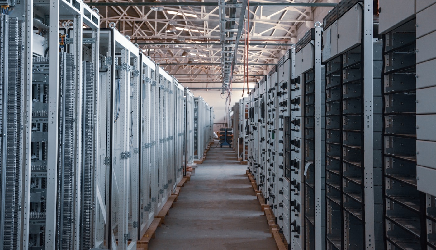 Rows of servers in a data center